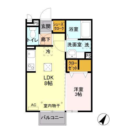 モアクレストFIII(1LDK/1階)の間取り写真