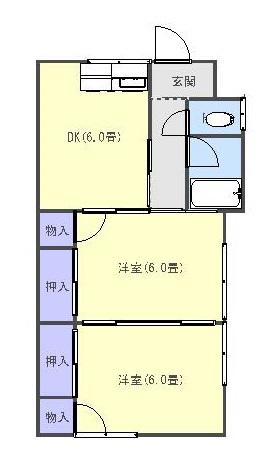 ユニオンT・K(2DK/1階)の間取り写真