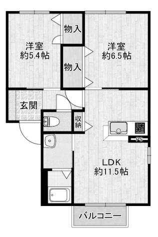 ソレイユ霧ヶ峰(2LDK/1階)の間取り写真