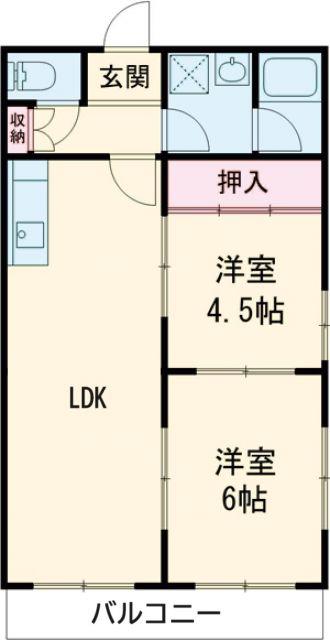サンルーミー(2LDK/2階)の間取り写真