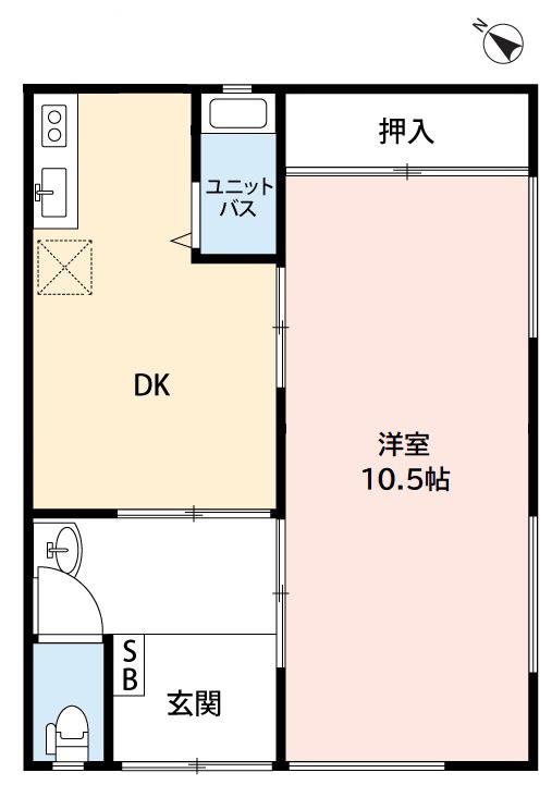 竜美台2丁目(1LDK/1階)の間取り写真