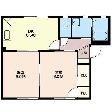 FORESーU(2DK/2階)の間取り写真