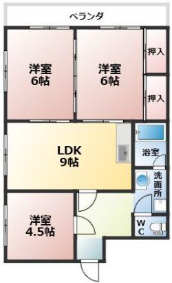 延命寺マンション(3LDK/5階)の間取り写真