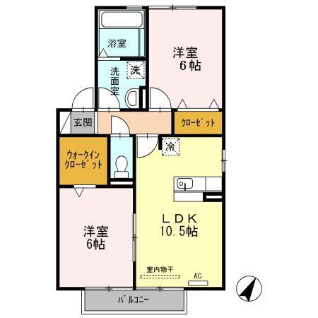 メゾン・ドゥ・ロワイヤルA(2LDK/2階)の間取り写真