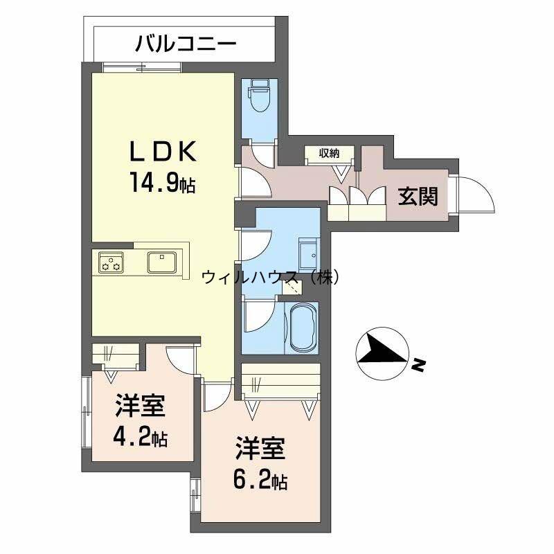シャーメゾン 松永(2LDK/3階)の間取り写真