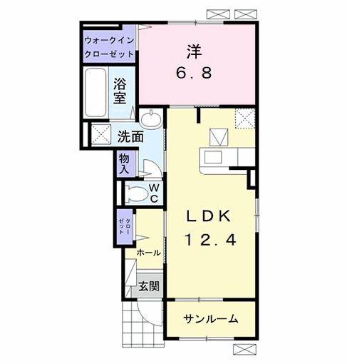 フェニックス B(1LDK/1階)の間取り写真