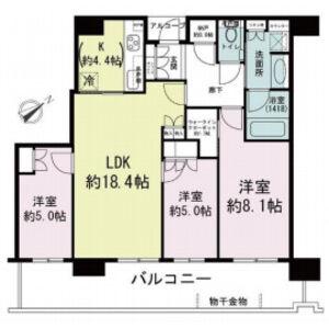 ザ・パークハウス中之島タワー(3LDK/50階)の間取り写真