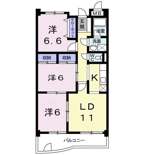 サクシード備後(3LDK/5階)の間取り写真