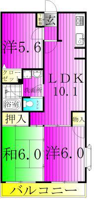 第3パールメゾン増田(3LDK/5階)の間取り写真