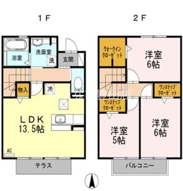 ラクロシェット(3LDK/1階)の間取り写真