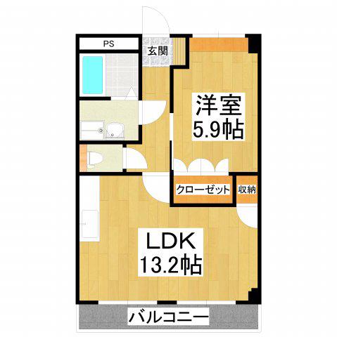 メルヴェール(1LDK/2階)の間取り写真