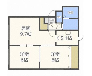 リバティ発寒(2LDK/3階)の間取り写真