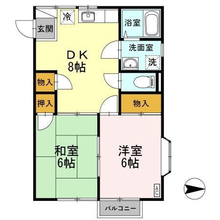 サンハイツ与板(2DK/2階)の間取り写真