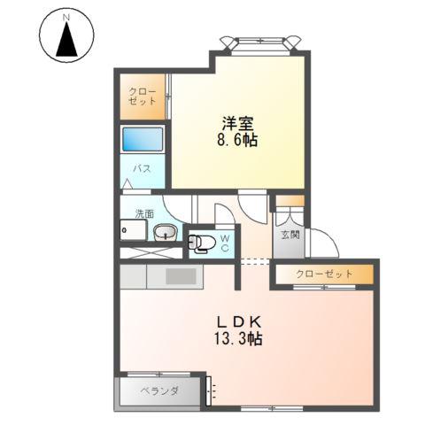 フォーリーフ クローバー(1LDK/2階)の間取り写真