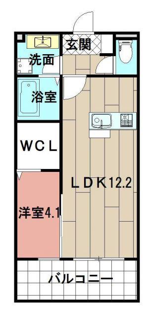 STUDIE GAMOU(1LDK/2階)の間取り写真