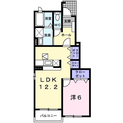ニューアラモードA(1LDK/1階)の間取り写真