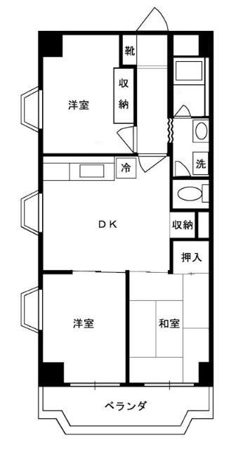 ベルヴェデールヒロ(3DK/4階)の間取り写真