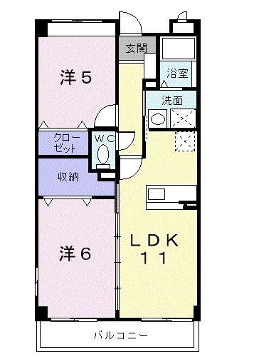 ラルジュ・エクセレンテ(2LDK/4階)の間取り写真