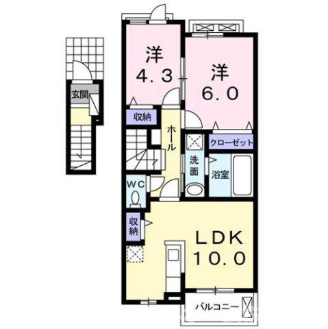 レジデンス北岩田(2LDK/2階)の間取り写真