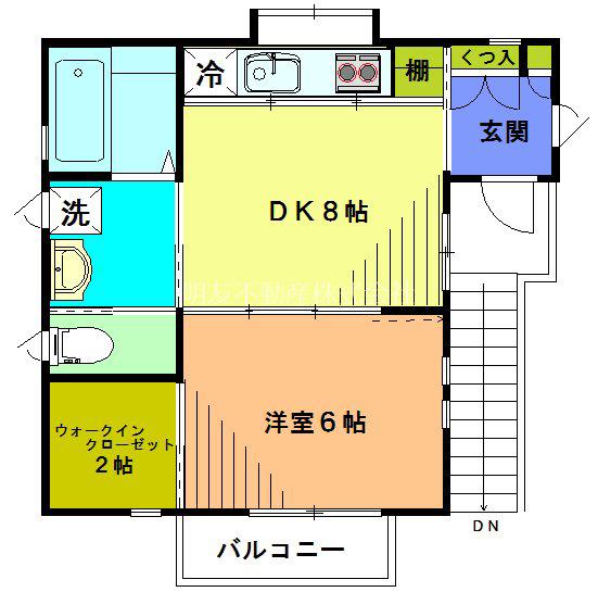 コージー用賀(1DK/2階)の間取り写真