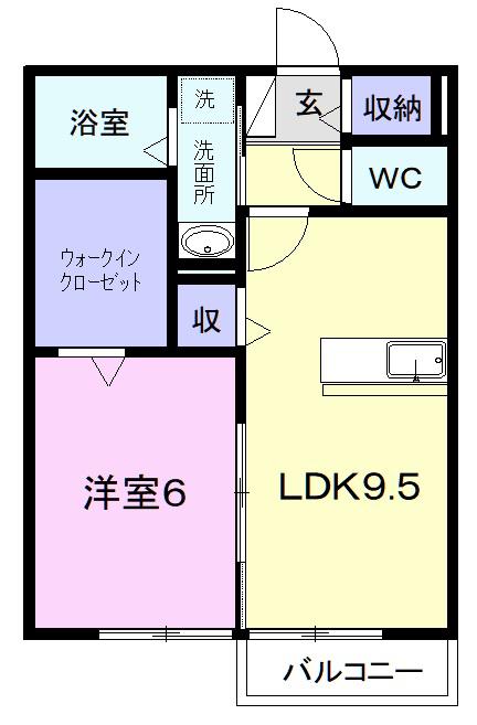 EL・AMOR(1LDK/2階)の間取り写真