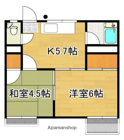 ハイム山本(2K/1階)の間取り写真