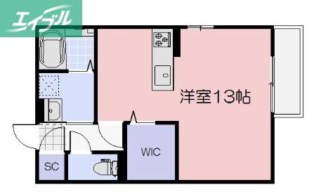 シトロン ミエル(ワンルーム/1階)の間取り写真