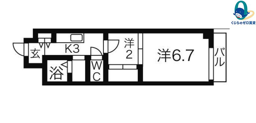 シャルマン上ノ宮(1DK/2階)の間取り写真