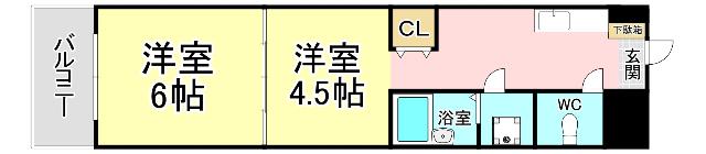 レスプランドール(2K/1階)の間取り写真