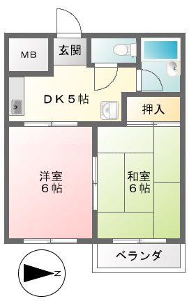 コーポラス宮町(2DK/1階)の間取り写真