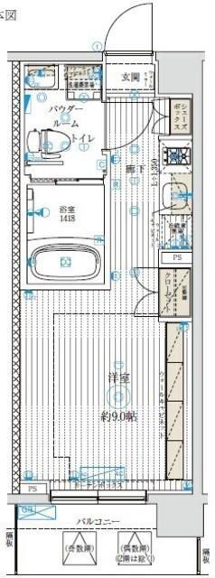ブライズ中野哲学堂(ワンルーム/6階)の間取り写真
