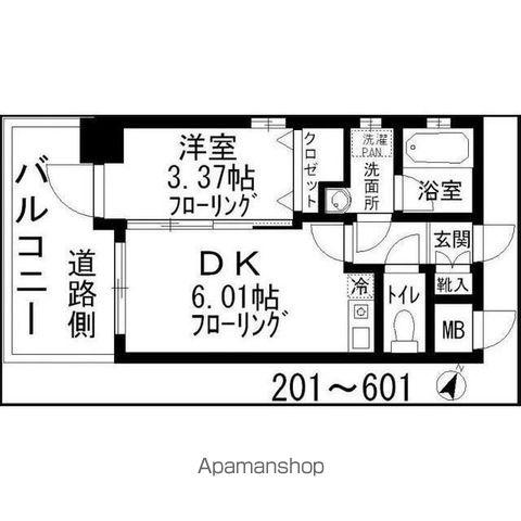 ヴィーブル天神南(1DK/5階)の間取り写真