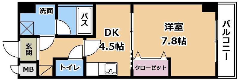 FELICIAうさぎ(1DK/10階)の間取り写真