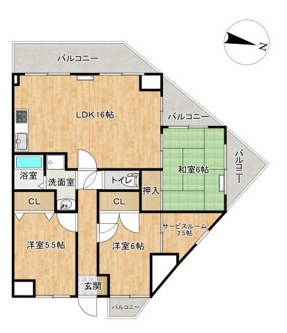 プルミエール鹿子前壱番館(3SLDK/4階)の間取り写真