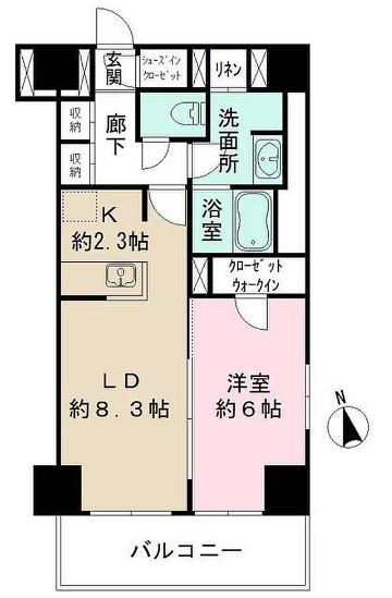 カメリアコート 新宿(1LDK/6階)の間取り写真