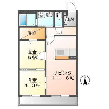 ワイレアコート(2LDK/3階)の間取り写真