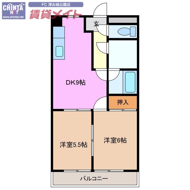 パレオシンセイIII(2DK/3階)の間取り写真