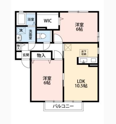 エスポワールB棟(2LDK/2階)の間取り写真