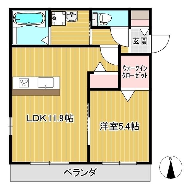 セレッソ(1LDK/2階)の間取り写真