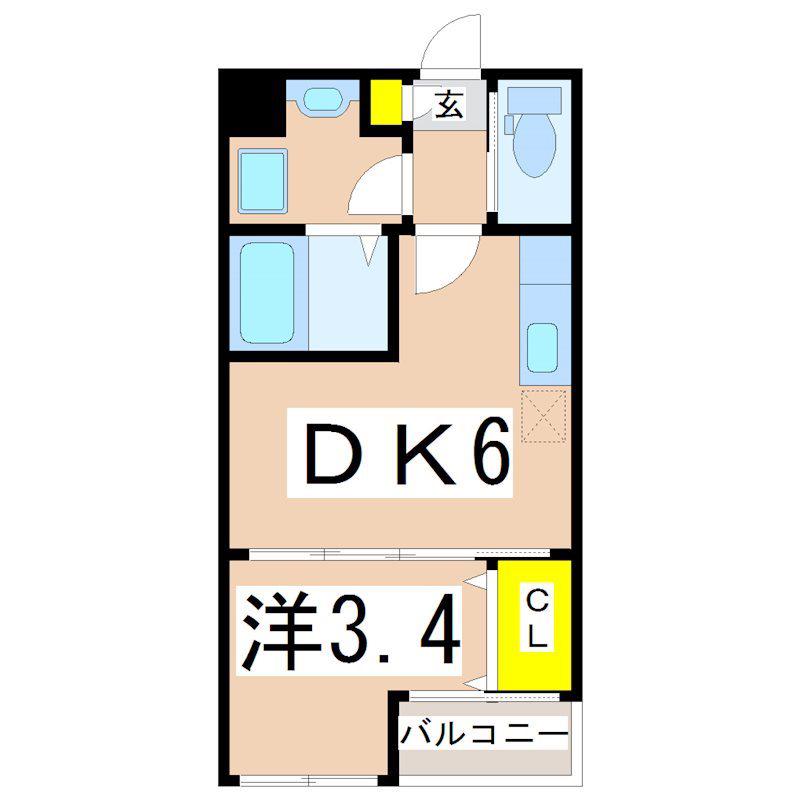ARIESI(1DK/2階)の間取り写真