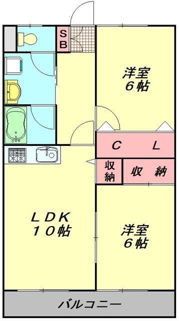 プレジール(2LDK/2階)の間取り写真