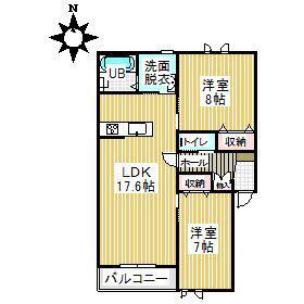 タイタスII(2LDK/2階)の間取り写真