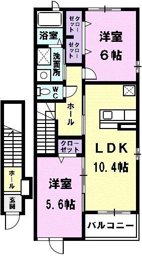ネオブローテ(2LDK/2階)の間取り写真