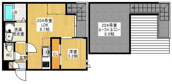 GRANDTIC FELUCA(1LDK/2階)の間取り写真