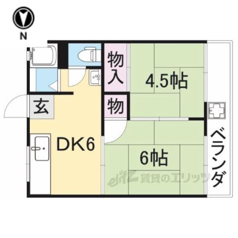 大神ハイツ(2DK/2階)の間取り写真