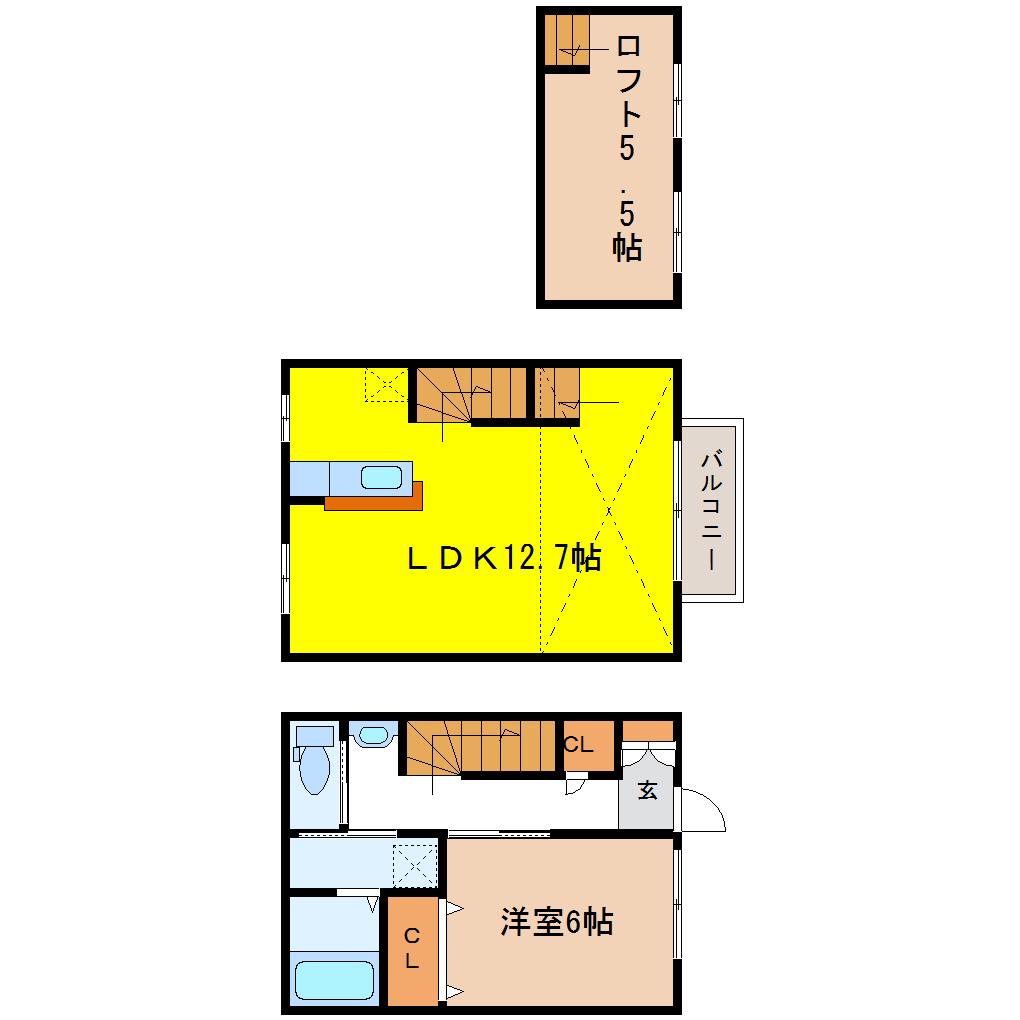 メゾンシン(1SLDK/1階)の間取り写真