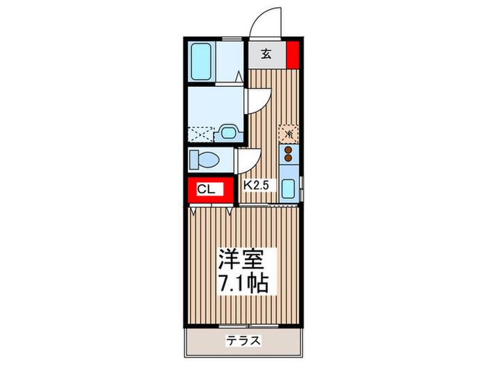 ハルフォート(1K/1階)の間取り写真