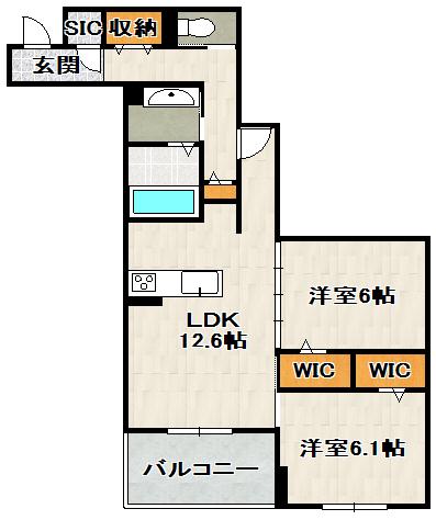 NIGAWA RESIDENCEII(2LDK/2階)の間取り写真