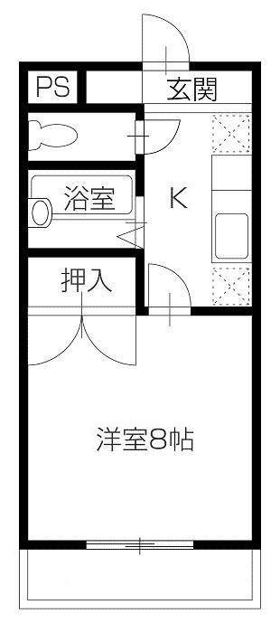 スカーラIII(1K/2階)の間取り写真