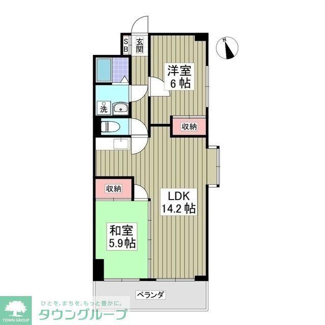 ヴィラ中川(2DK/1階)の間取り写真